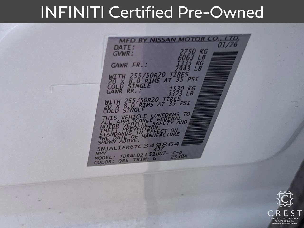 Certified Used 2026 Radiant White INFINITI LUXE image 34
