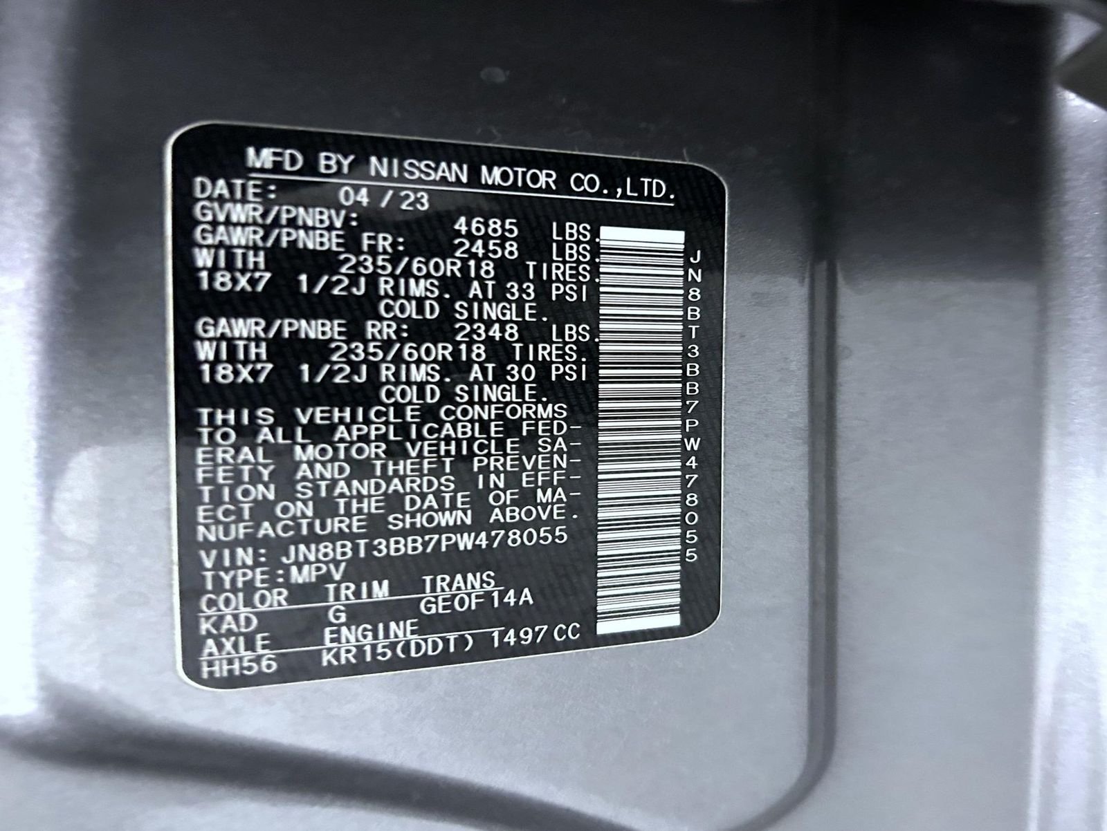 Certified Used 2023 Gray Nissan SV image 25