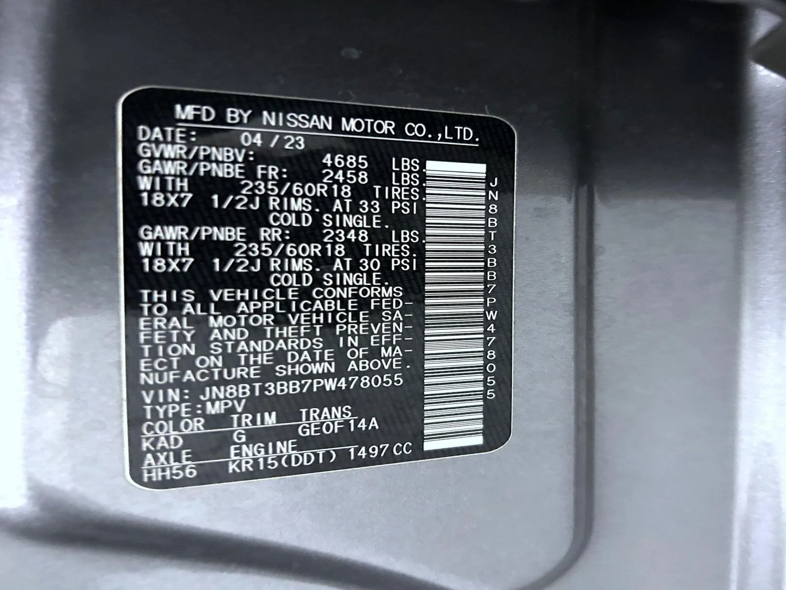 Certified Used 2023 Gray Nissan SV image 25