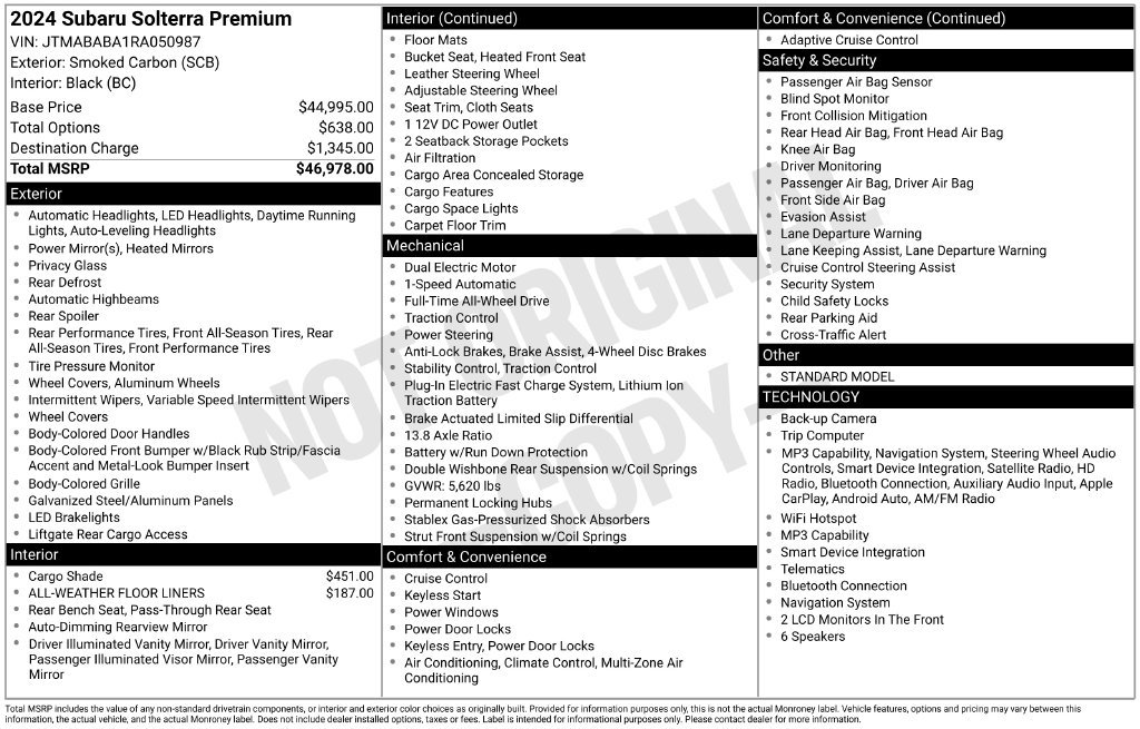 Used 2024 Black Subaru Premium image 1
