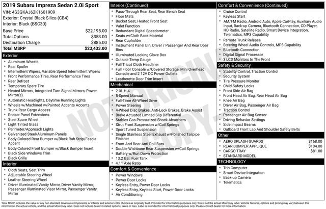 Certified Used 2019 Black Subaru 2.0i Sport image 26