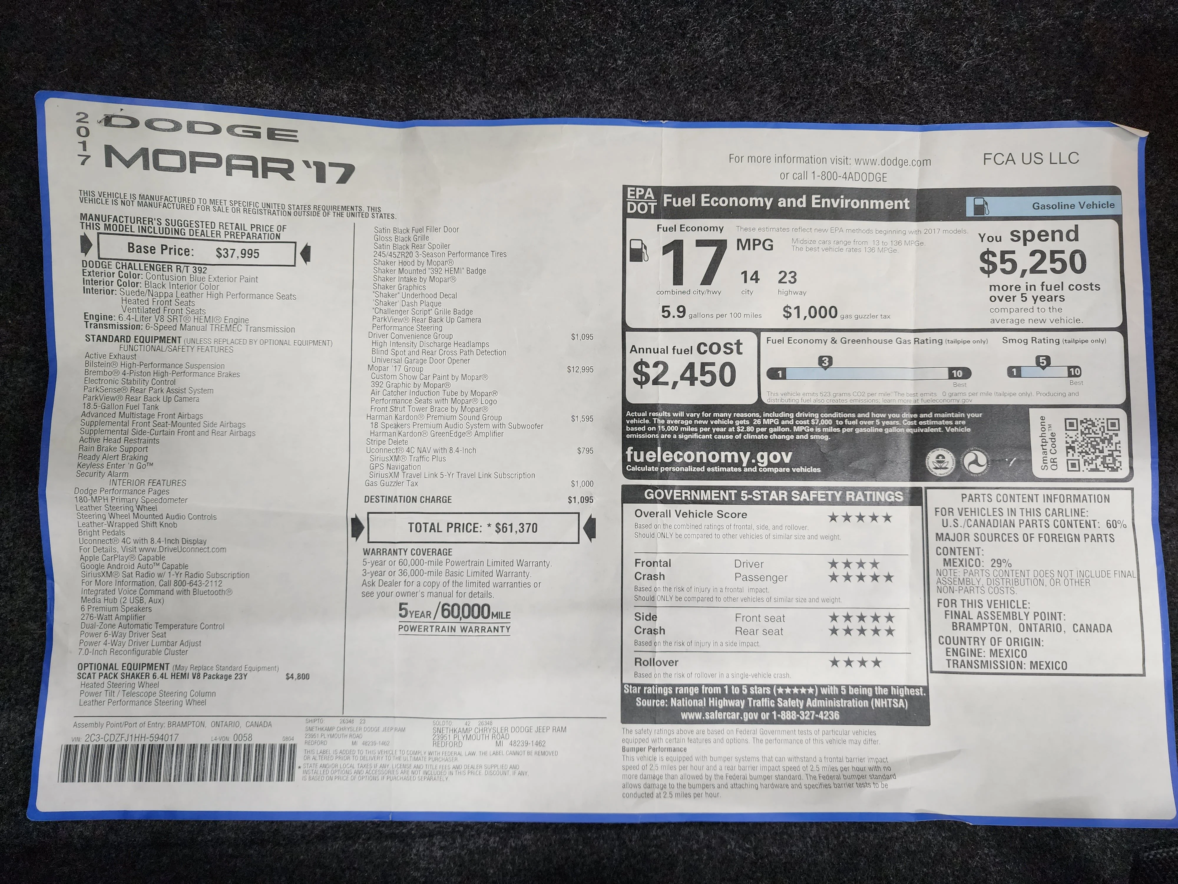 Used 2017 Contusion Blue Pearlcoat Dodge R/T image 39
