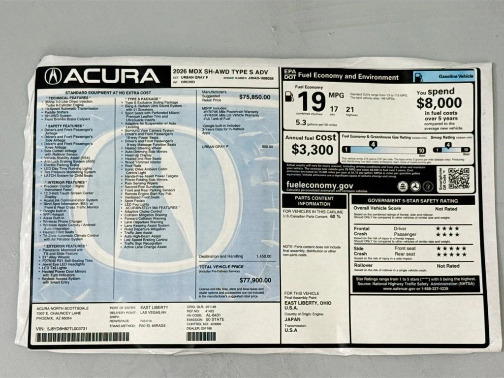 New 2026 Modern Steel Metallic Acura Type S w/Advance Package image 9