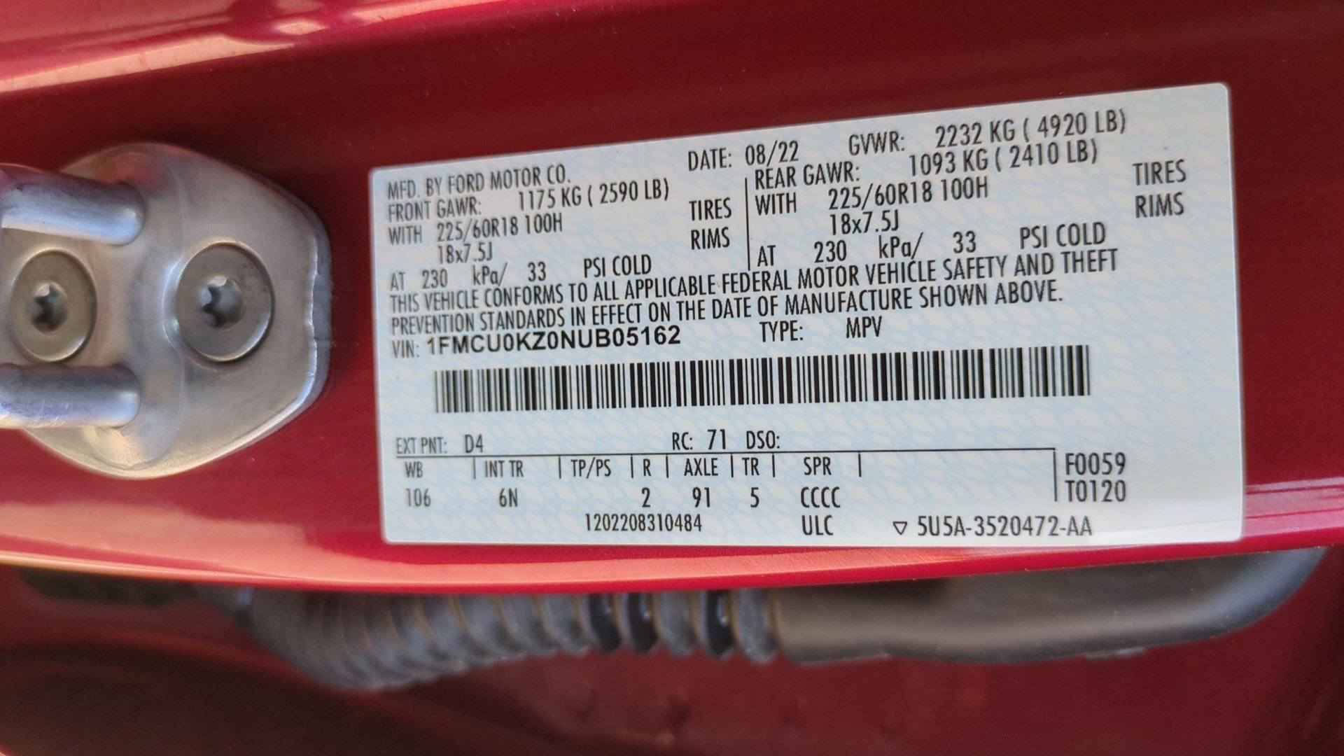 Used 2022 Red Metallic Ford SEL Plug-In Hybrid image 35