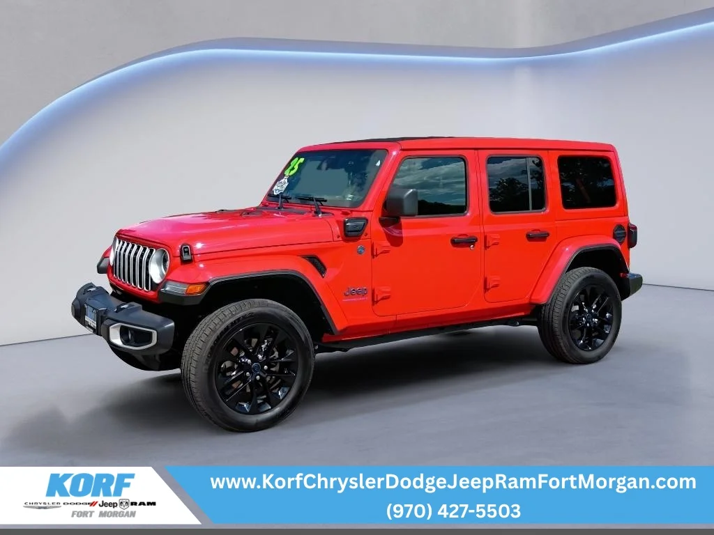 Used 2025 Firecracker Red Clearcoat Jeep Sahara image 1