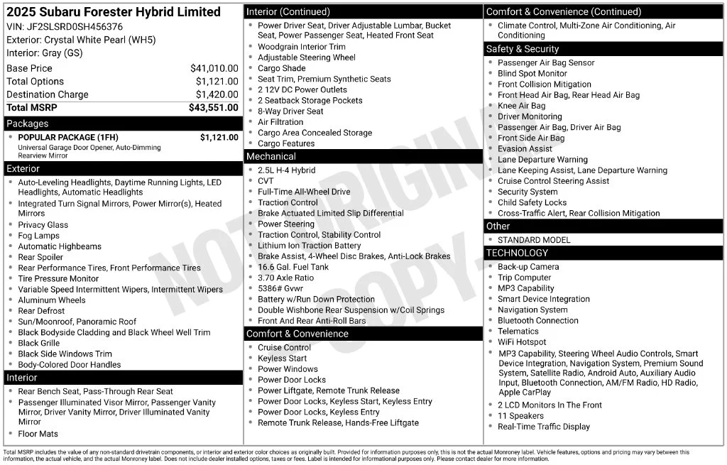Used 2025 White Subaru Limited image 40