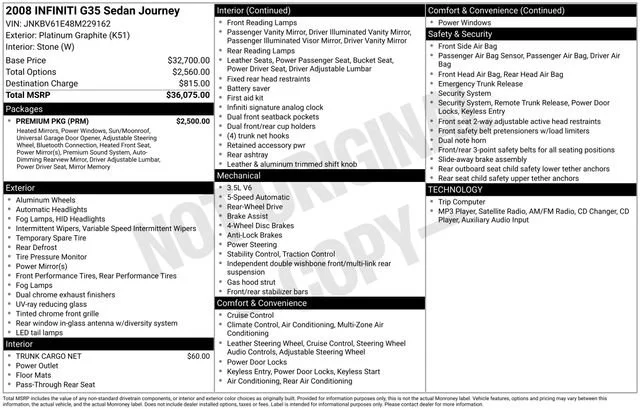 Used 2008 Platinum Graphite INFINITI Journey image 31