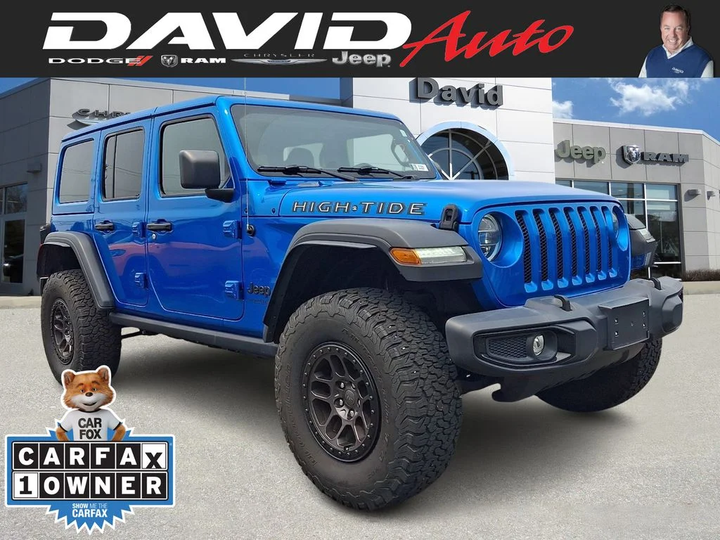 Certified Used 2022 Blue Jeep Unlimited High Tide image 1