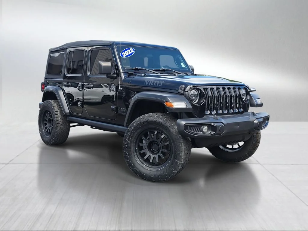 Used 2022 Black Clearcoat Jeep Unlimited Willys image 1