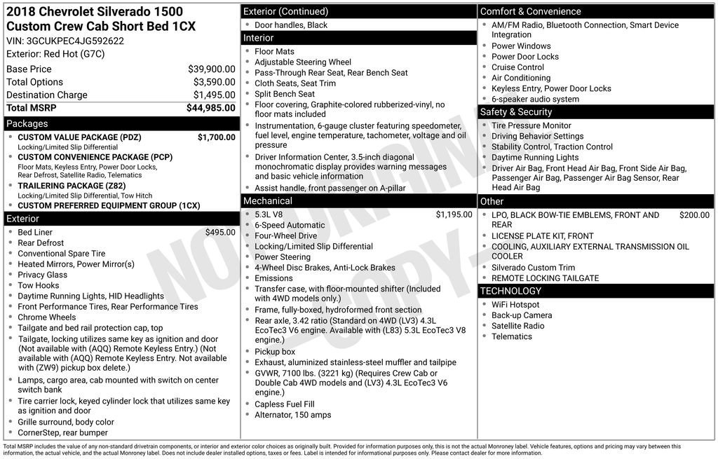 Used 2018 RED HOT Chevrolet Custom image 7