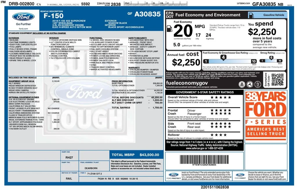 Used 2016 Ford F-150 XLT with VIN 1FTEW1CG9GFA30835 for sale in Redlands, CA