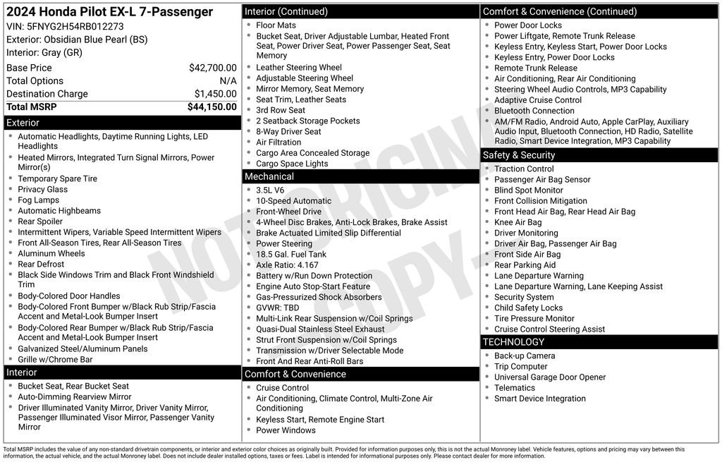 Certified Used 2024 Obsidian Blue Honda EX-L image 18