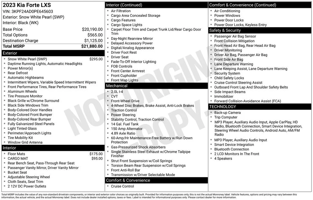 Used 2023 White Kia LXS image 16