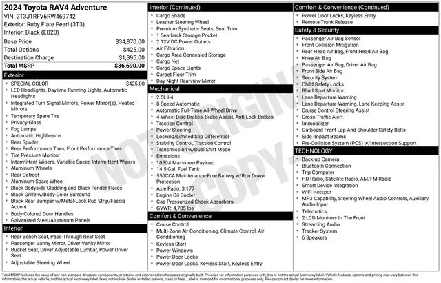 Used 2024 Ruby Flare Pearl Toyota Adventure image 37