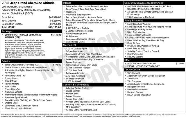 New 2026 Baltic Gray Metallic Clear-Coat Exterior Paint Jeep Laredo image 2