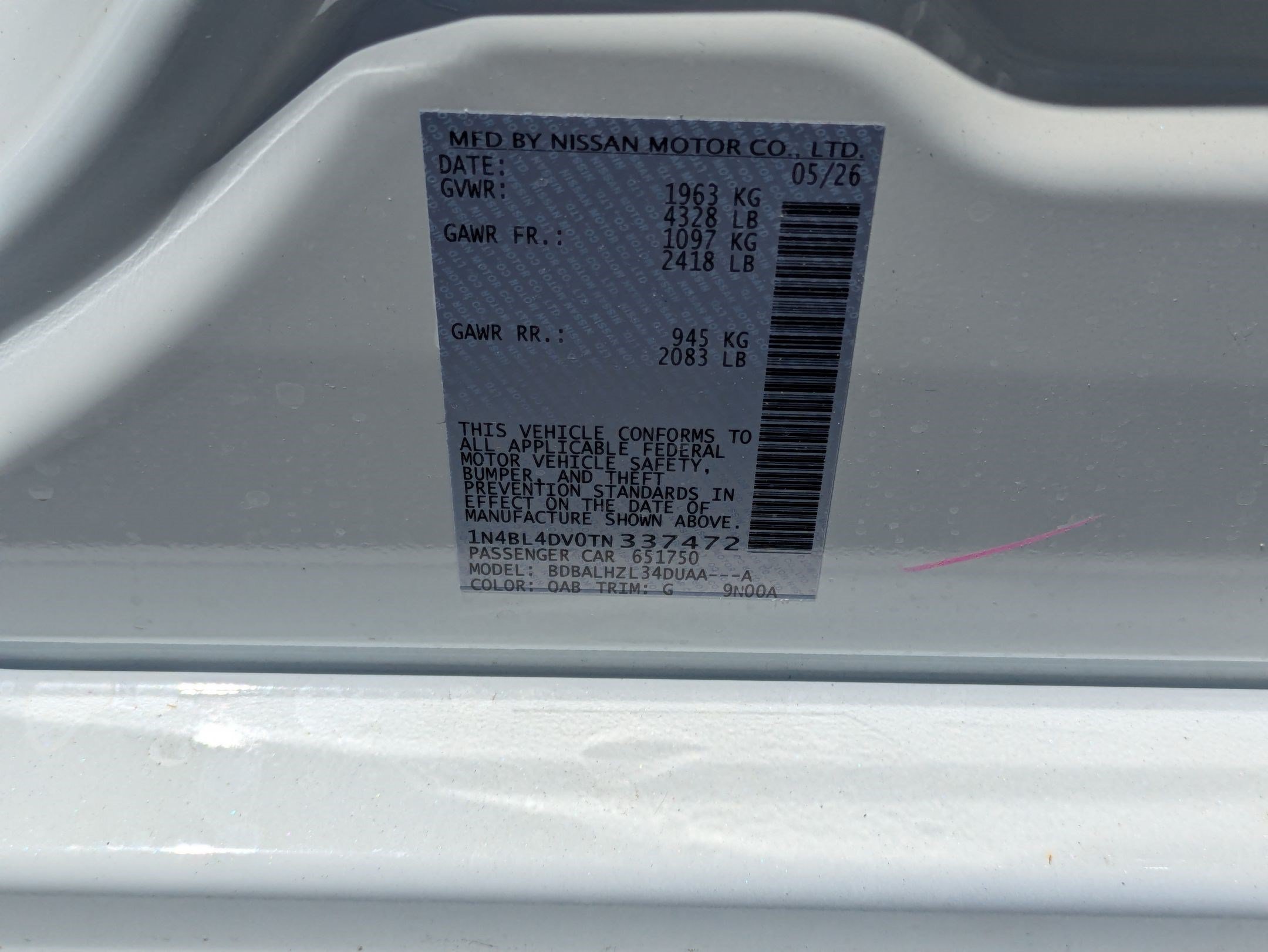 New 2026 Pearl White Tricoat Nissan SV image 16