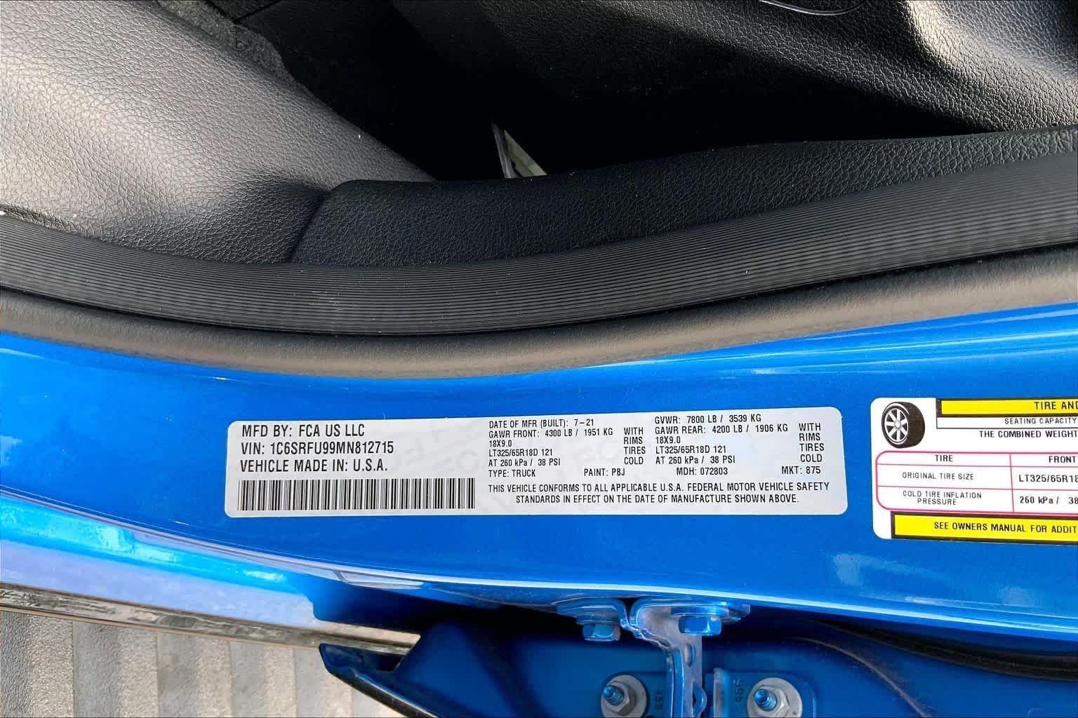 Used 2021 Hydro Blue Pearlcoat Ram TRX image 37