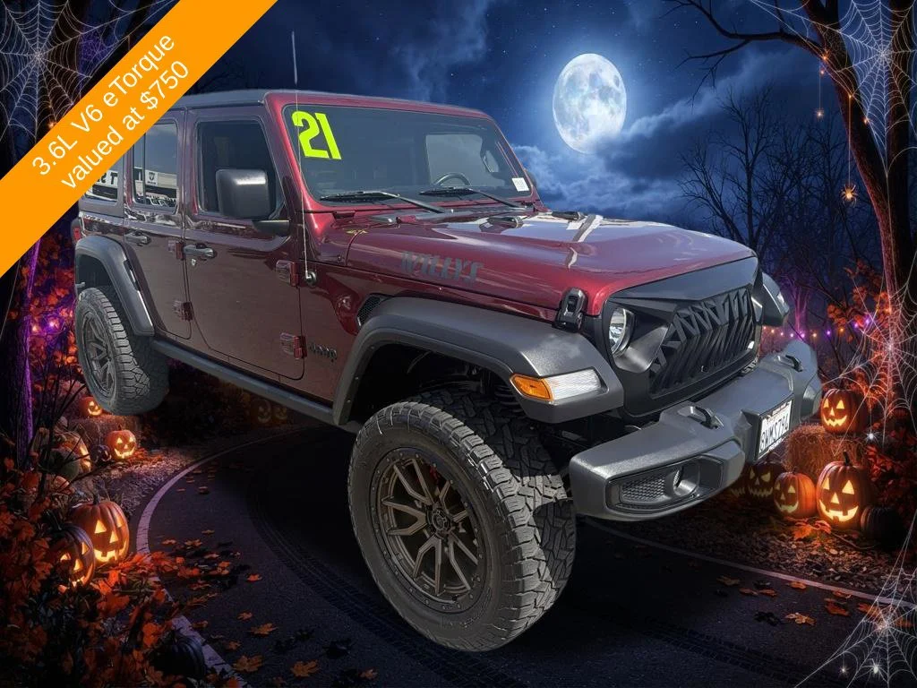 Used 2021 Red Jeep Unlimited Willys image 8