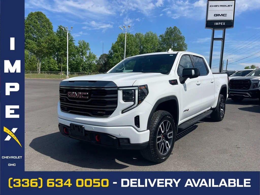 Summit White 2023 GMC Sierra 1500 AT4 Crew Cab 4WD Pickup Truck Four-Wheel Drive