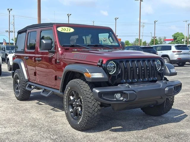 Used 2021 Red Jeep Unlimited Willys image 2