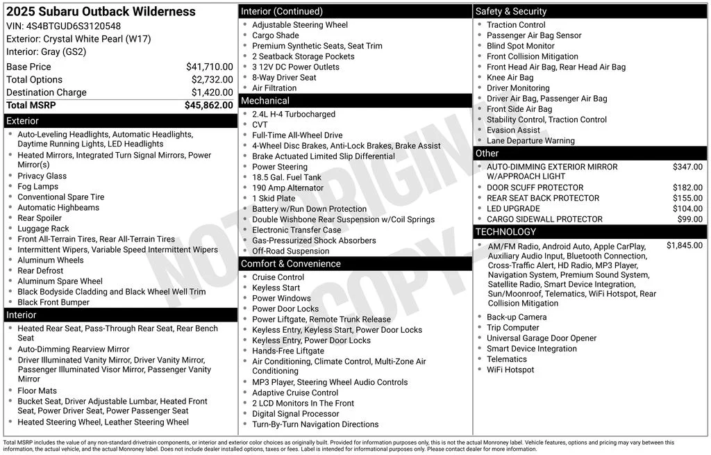 Certified Used 2025 White Subaru Wilderness image 47