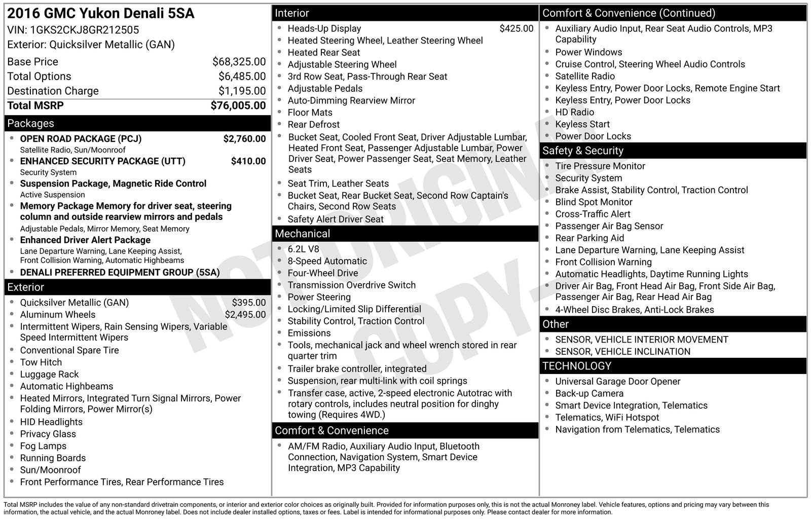 Used 2016 GMC Yukon Denali with VIN 1GKS2CKJ8GR212505 for sale in Brainerd, Minnesota