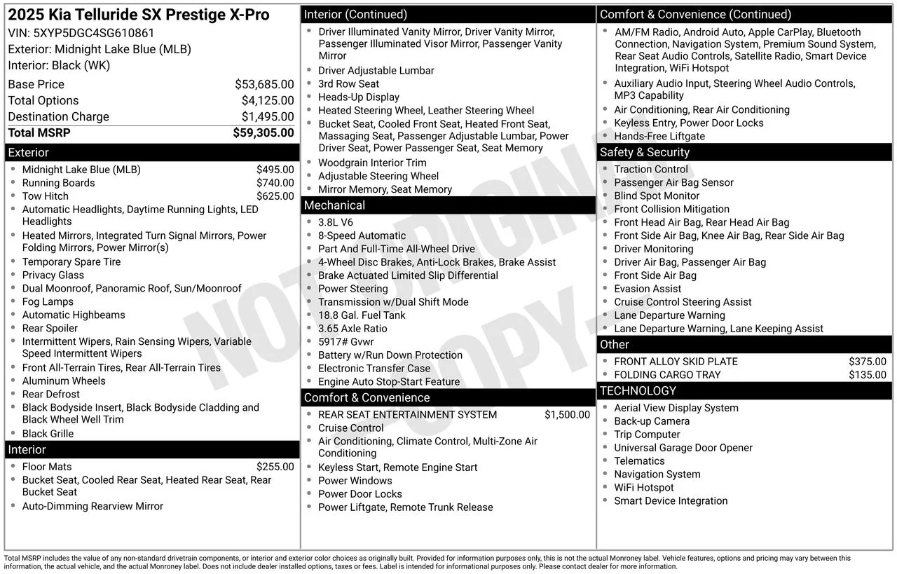 Used 2025 Midnight Black Kia SX-Prestige X-Pro image 37