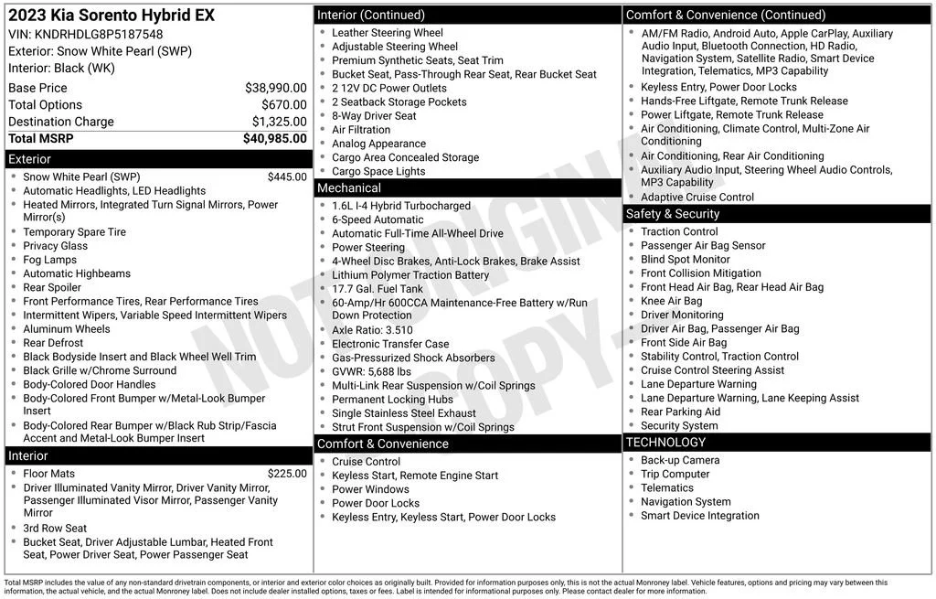 Used 2023 White Kia EX image 11