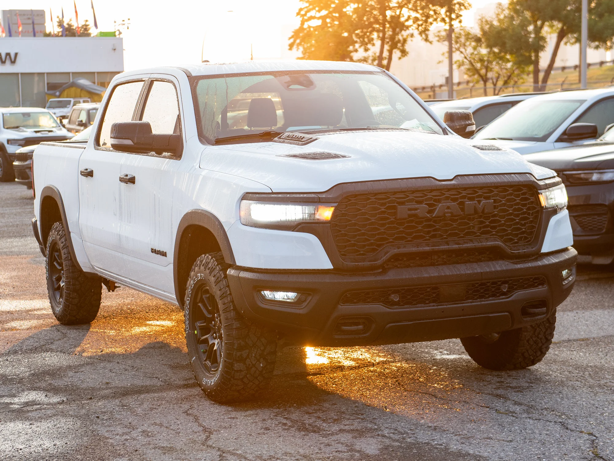 New 2026 White RAM Rebel* Crew Cab 4x4, 33 Inch A/T Tires, Sunroof, Passenger Screen image 9