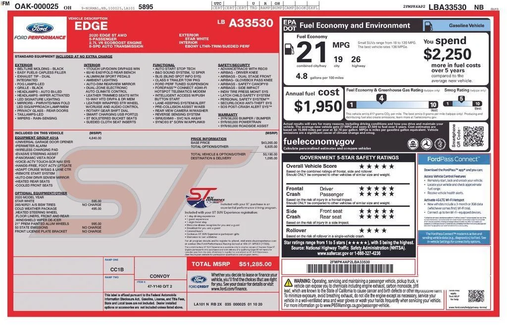 Certified Used 2020 White Metallic Ford ST image 14