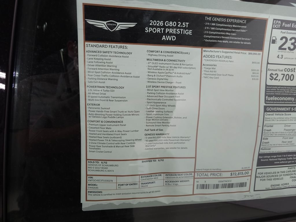 New 2026 Red Genesis 2.5T SPORT PRESTIGE image 30