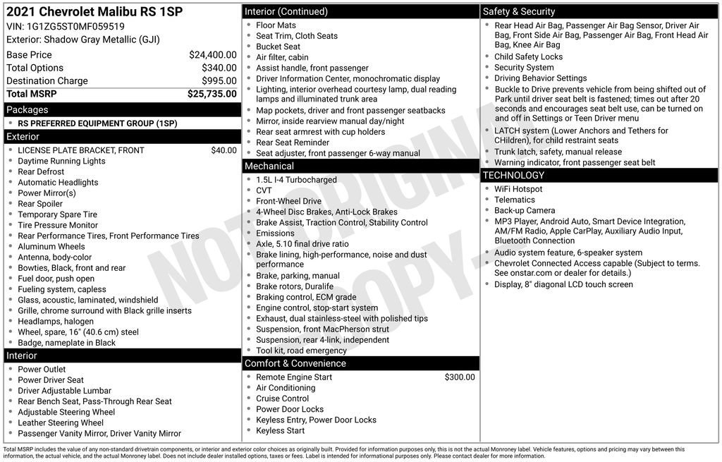 Used 2021 SHADOW GRAY METALLIC Chevrolet RS image 2