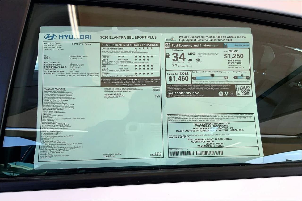 New 2026 Serenity White Hyundai SEL Sport Plus image 18
