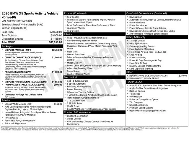 New 2026 Mineral White Metallic BMW xDrive40i image 2