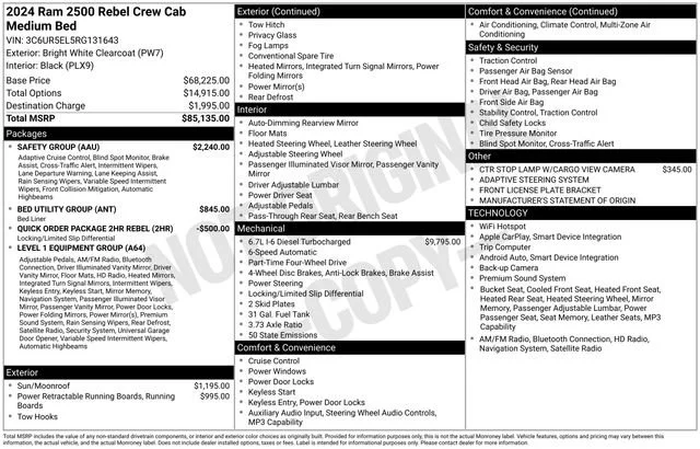 Used 2024 Bright White Clearcoat Ram Rebel image 36
