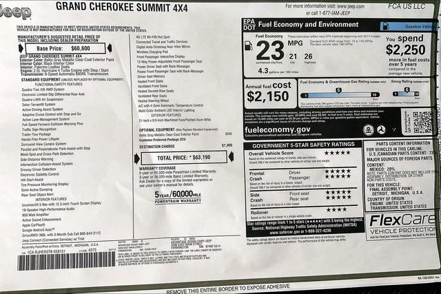 New 2026 Baltic Gray Metallic Clear-Coat Exterior Paint Jeep Summit image 22