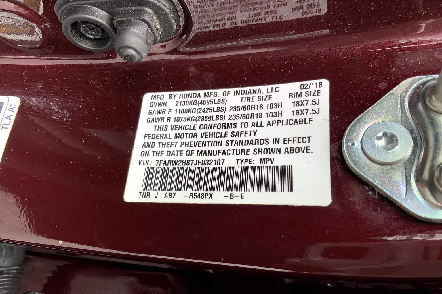 Used 2018 Basque Red Pearl II Honda EX-L image 35