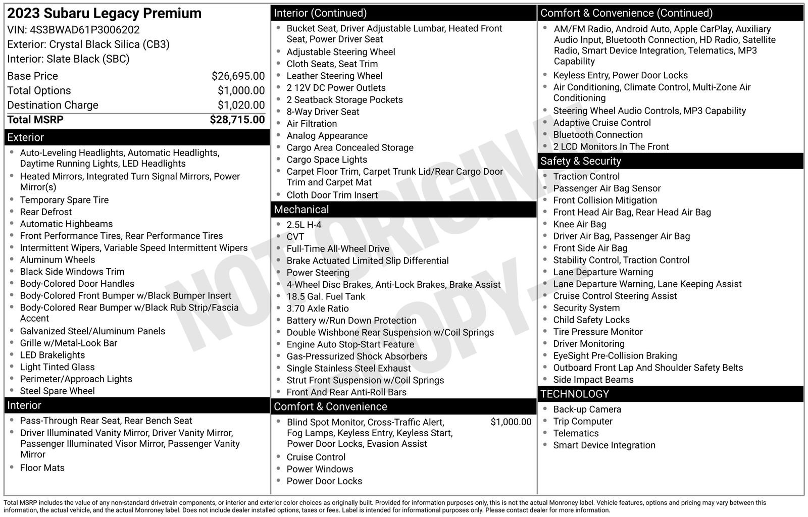 Used 2023 Black Subaru Premium image 6