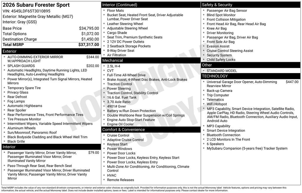 Used 2026  Subaru Sport image 1