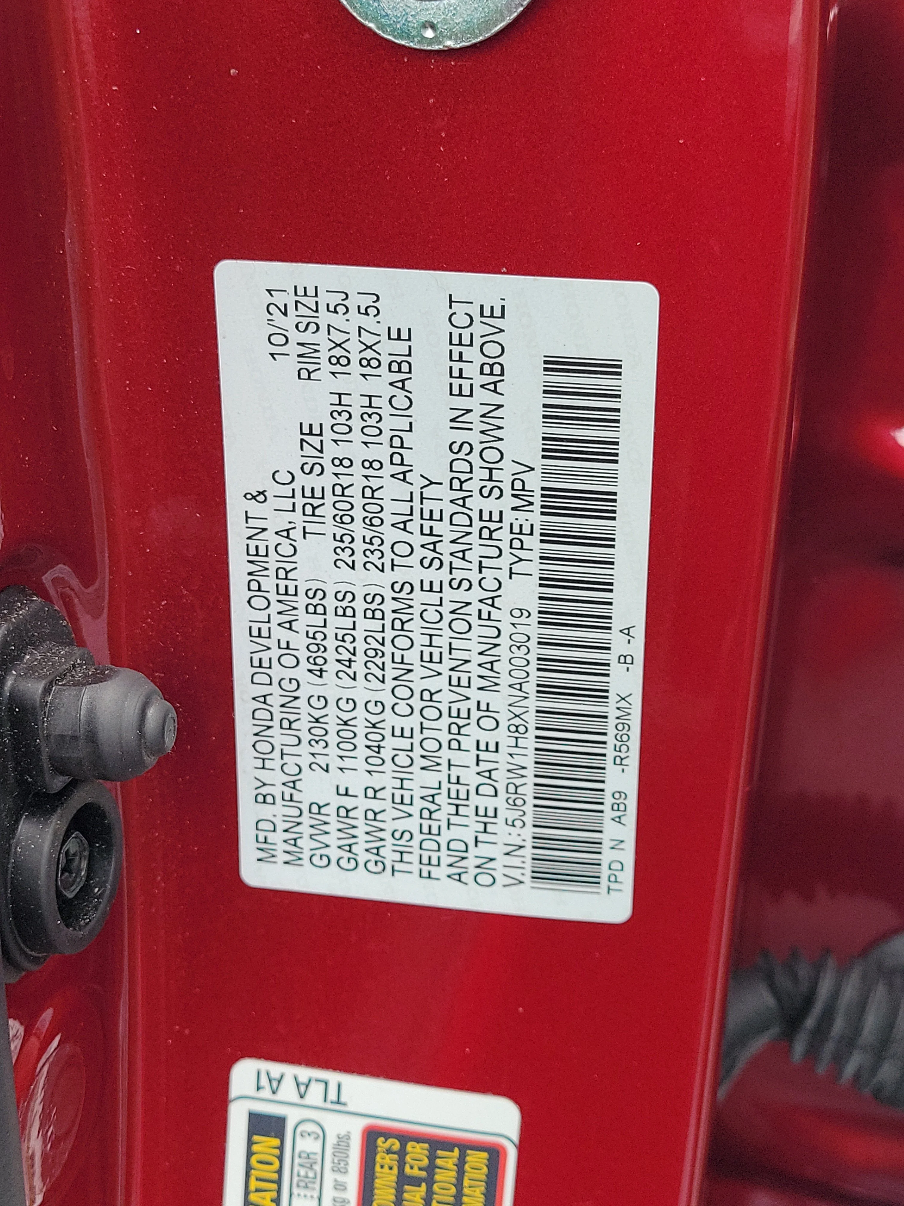 Certified Used 2022 Radiant Red Metallic Honda EX-L image 74
