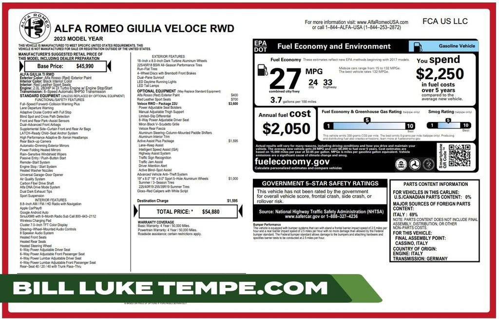 Used 2023 Alfa Rosso Alfa Romeo Veloce image 1
