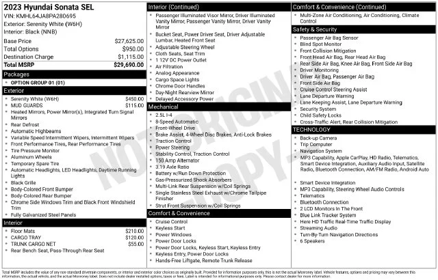 Used 2023 White Hyundai SEL image 38