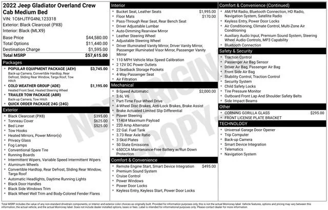 Used 2022 Black Clearcoat Jeep Overland image 25