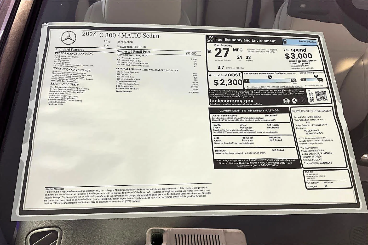 New 2026 Graphite Grey Metallic Mercedes-Benz C 300 image 18