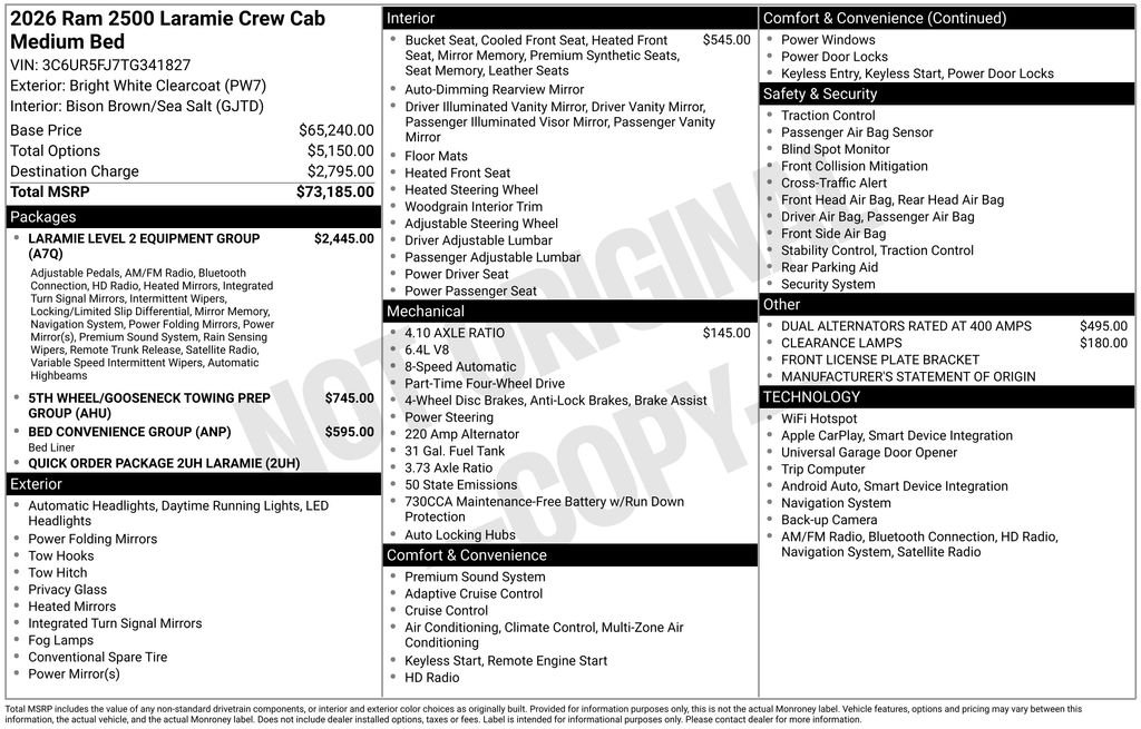 New 2026 Bright White Clear-Coat Exterior Paint RAM Laramie image 2