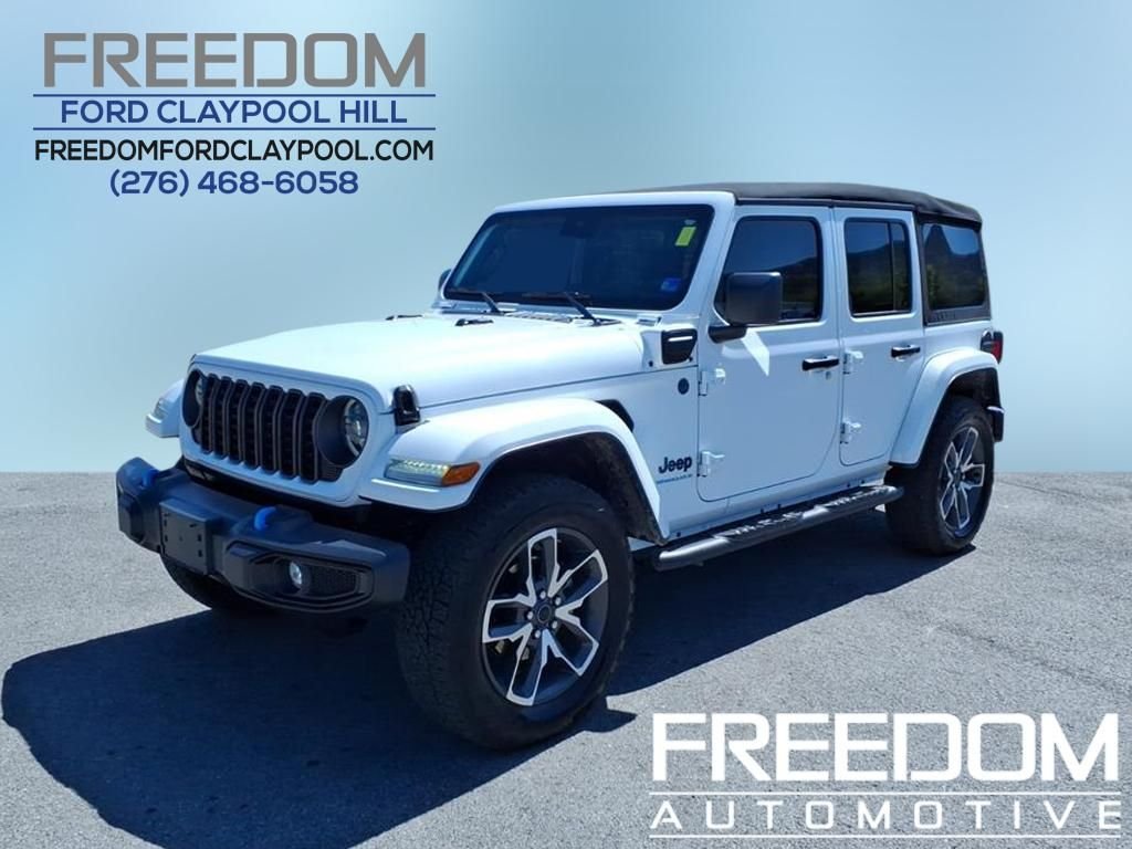 Used 2024 Bright White Clearcoat Jeep Sport S 4xe image 1