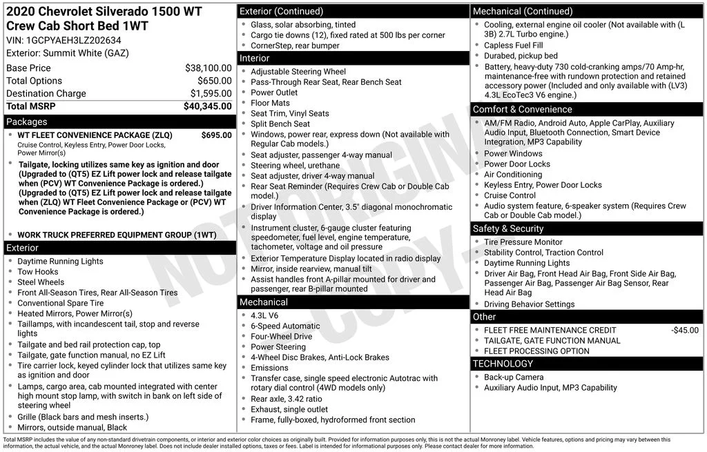 Certified Used 2020 White Chevrolet WT image 5