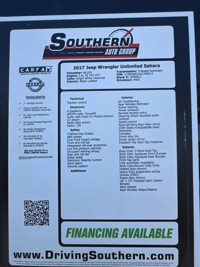 Used 2017 White Jeep Unlimited Sahara image 18