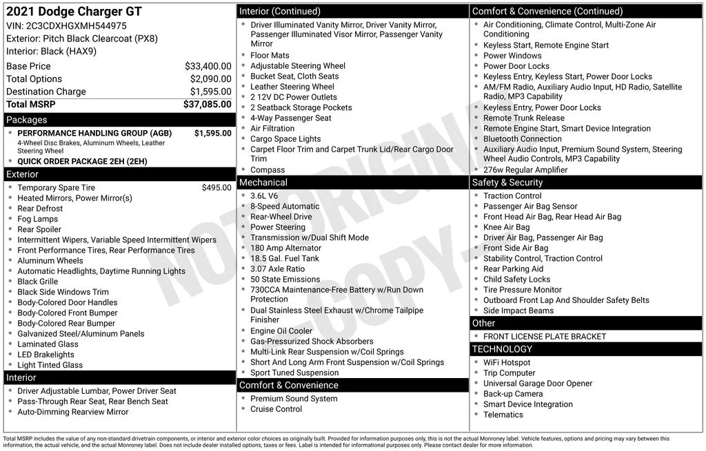 Used 2021 Pitch Black Clearcoat Dodge GT image 55