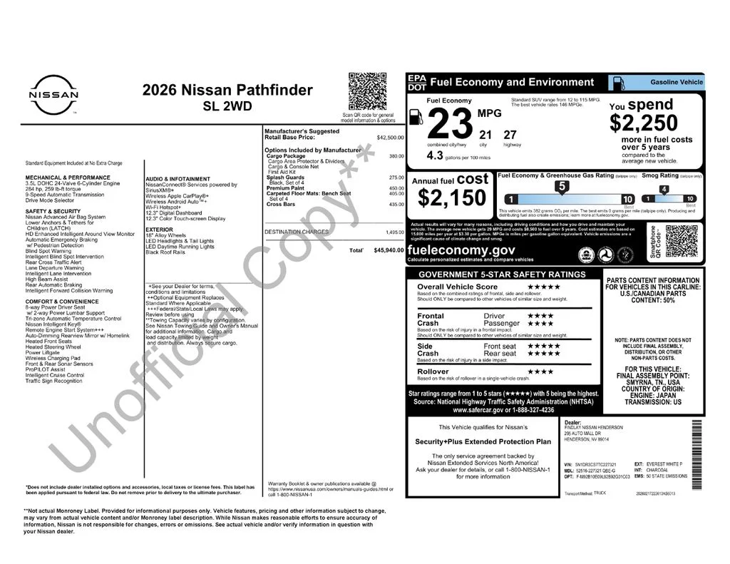 New 2026 Everest White Pearl TriCoat Nissan SL image 4